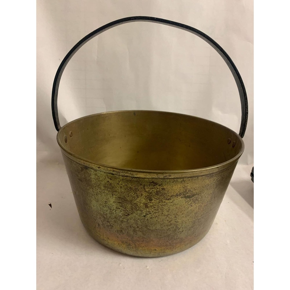 Heavy Antique Brass Jam Pan, Cooking Pot, Vintage Georgian, preserving Jam Po...